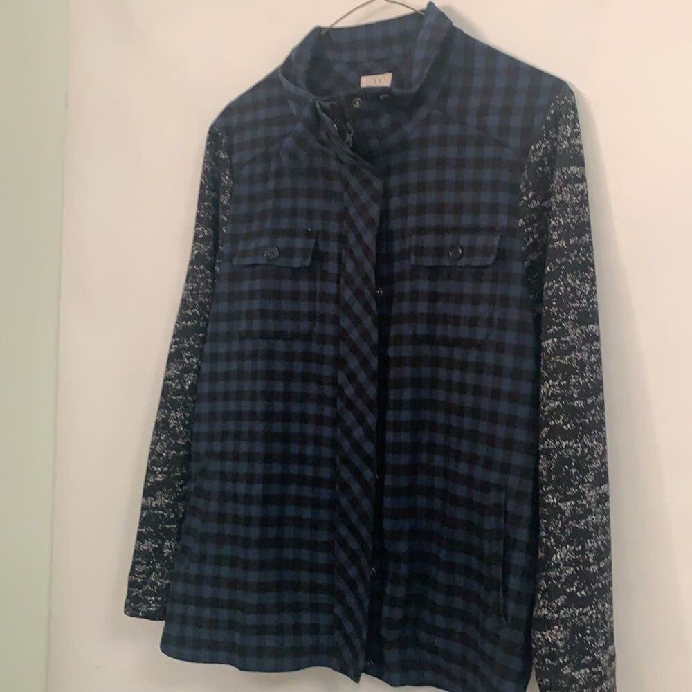 LOGO LORI GOLDSTEIN PLAID JACKET SWEATER SLEEVE